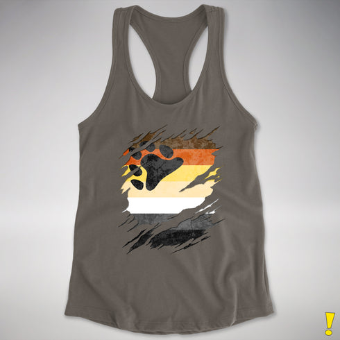 Bear Pride Flag Ripped Reveal Racerback Tank - Dark Grey